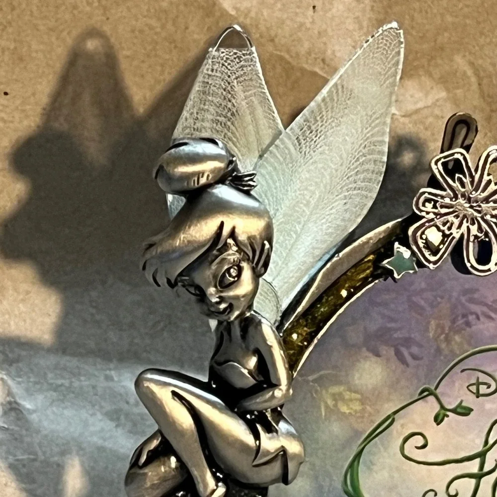 Disney 3.5x3.5 Picture Frame Silver Tinker Bell Fairies Floral Pewter Tone Artco